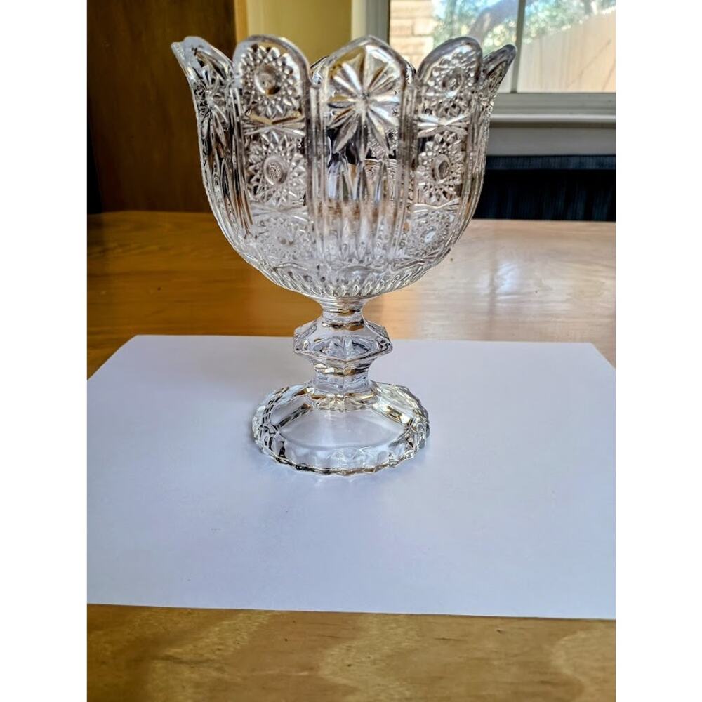 Shannon Crystal Pinwheel Paneled Footed Godinger Candy Dish 6" Tall